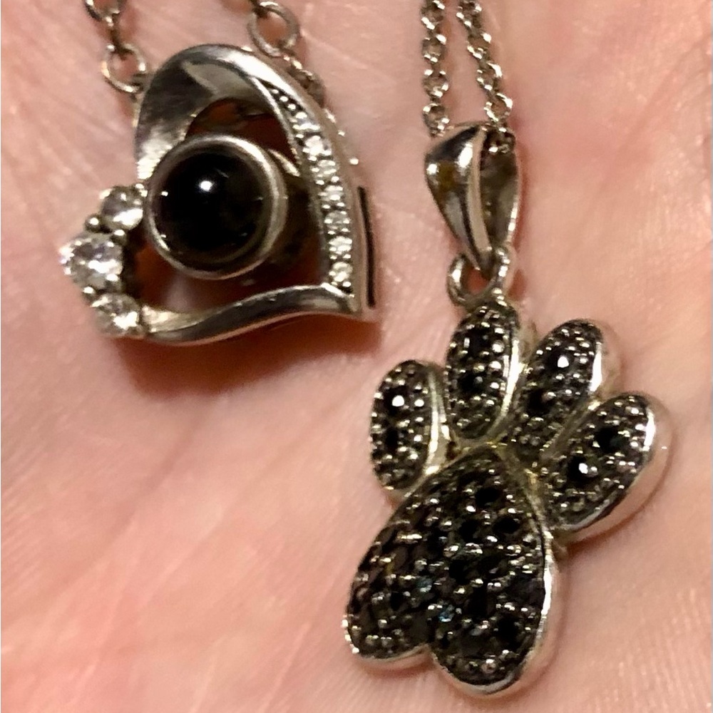 Two Silver Necklaces. Beautiful Heart and Paw.
